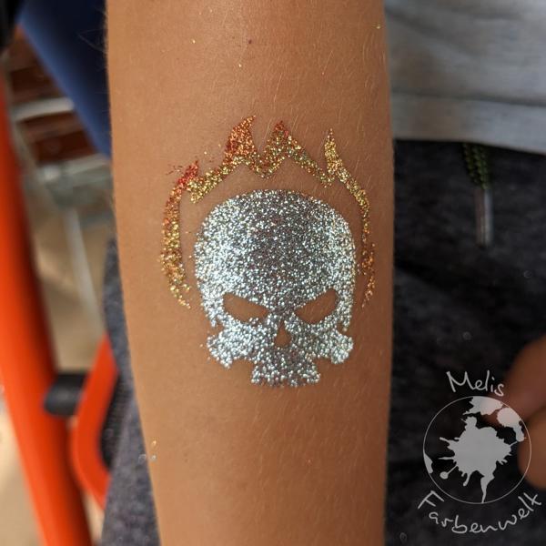 Glitzertattoo-Totenkopf